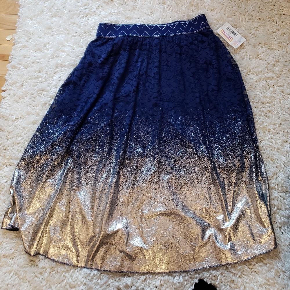 Blue Lace Silver foil LulaRoe Lola